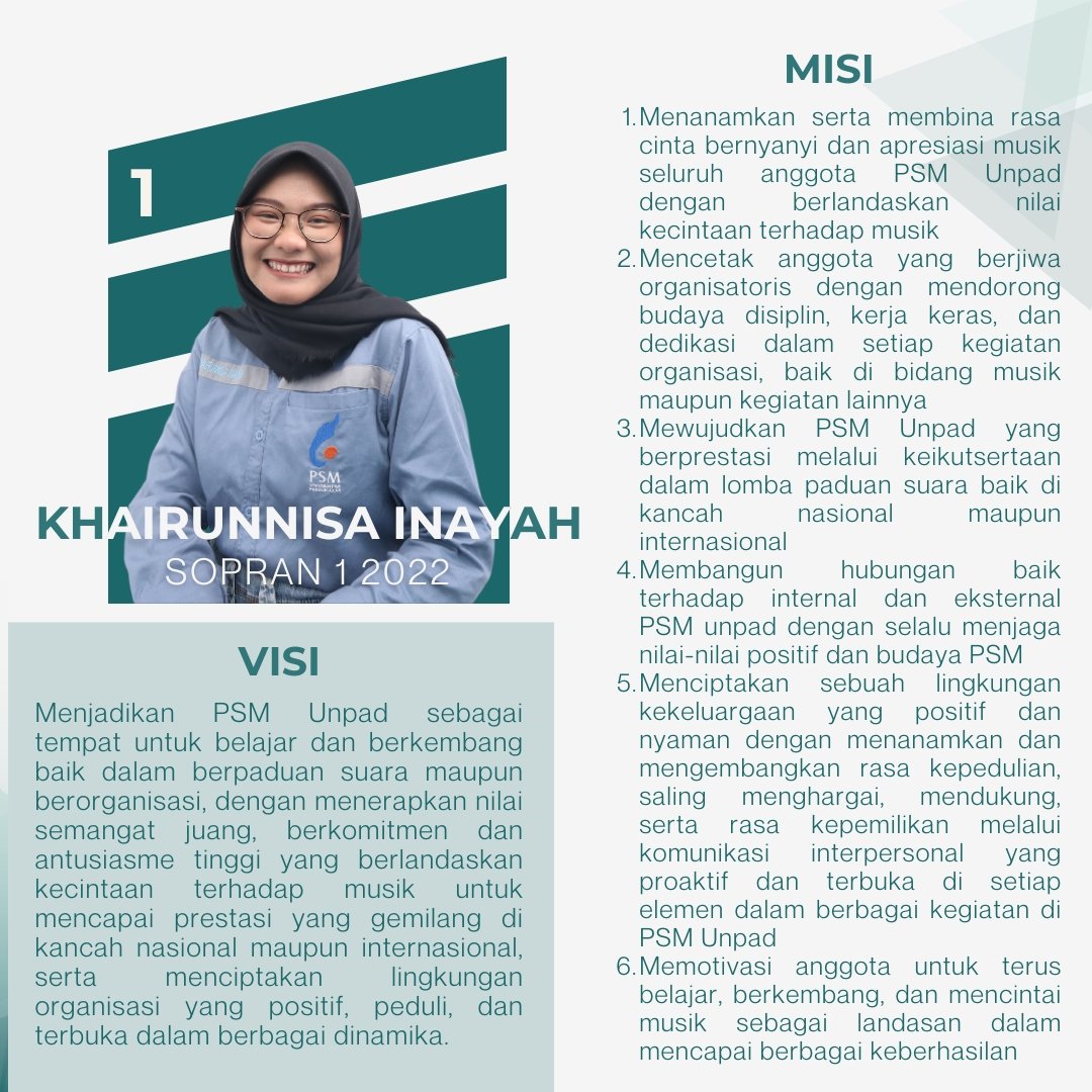 unpadchoir's tweet photo. [UJI PUBLIK CALON KETUA PSM UNPAD 2025]

Seorang pemimpin bukan sekedar orang yang memiliki suara paling lantang, tetapi ia mampu menciptakan harmoni yang dapat menggerakkan kita semua menuju arah yang lebih baik. https://t.co/E4YMDOyO7s