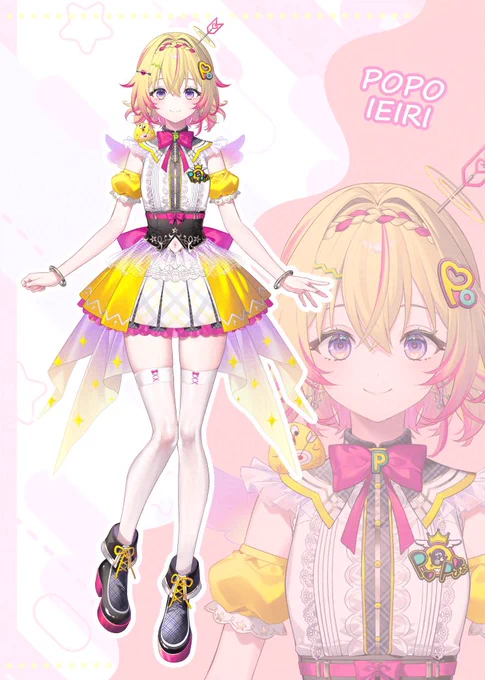 ななしいんく所属家入ポポちゃん()のママになりました!アイドルらしさと天使の羽、頭に受けた矢がポイント肩にはポポピヨちゃんが…!新たなポポちゃんもよろしくお願いします 