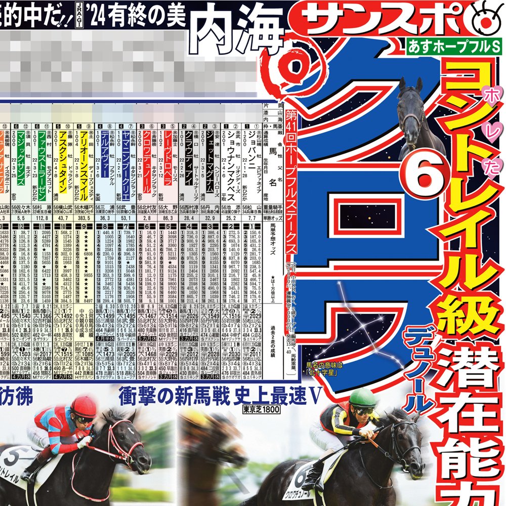 本日の #サンスポ 1面は 【内海記者の渾身予想！】 東京本紙 #内海