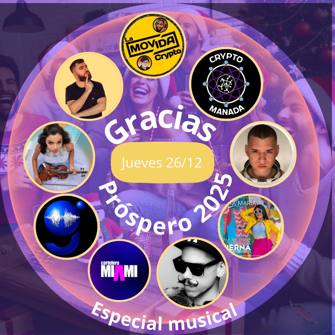 durmansierra's tweet photo. ESTO ES HOY MI GENTEEE

🎶✨ ¡Despedimos el 2024 con un ESPECIAL MUSICAL junto a la @cryptomanada! 
🎤 Invitados: @elvisbunnetta__, @EvaMariaOficial, @luifermoncada, @carteleramiami, @laradioglobalt y @arnold_travieso de @crypto_musica.  

🎁 ¡Y una grata sorpresa! 🎧 https://t.co/9kWeX6Pxr9