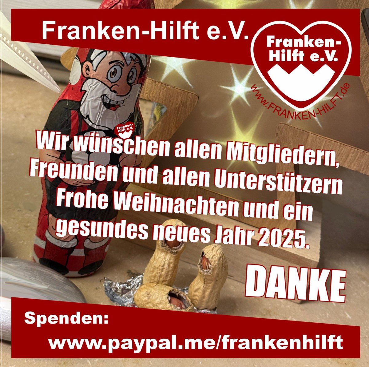 frankenhilft's tweet image. Wir hoffen Ihr hattet alle schöne Feiertage! Wir danken Euch für das entgegengebrachte Vertrauen und wünschen einen guten Rutsch ins neue Jahr 2025!!! Euer Franken-Hilft e.V.
#Levihelfen #Levi #Frankenhilft