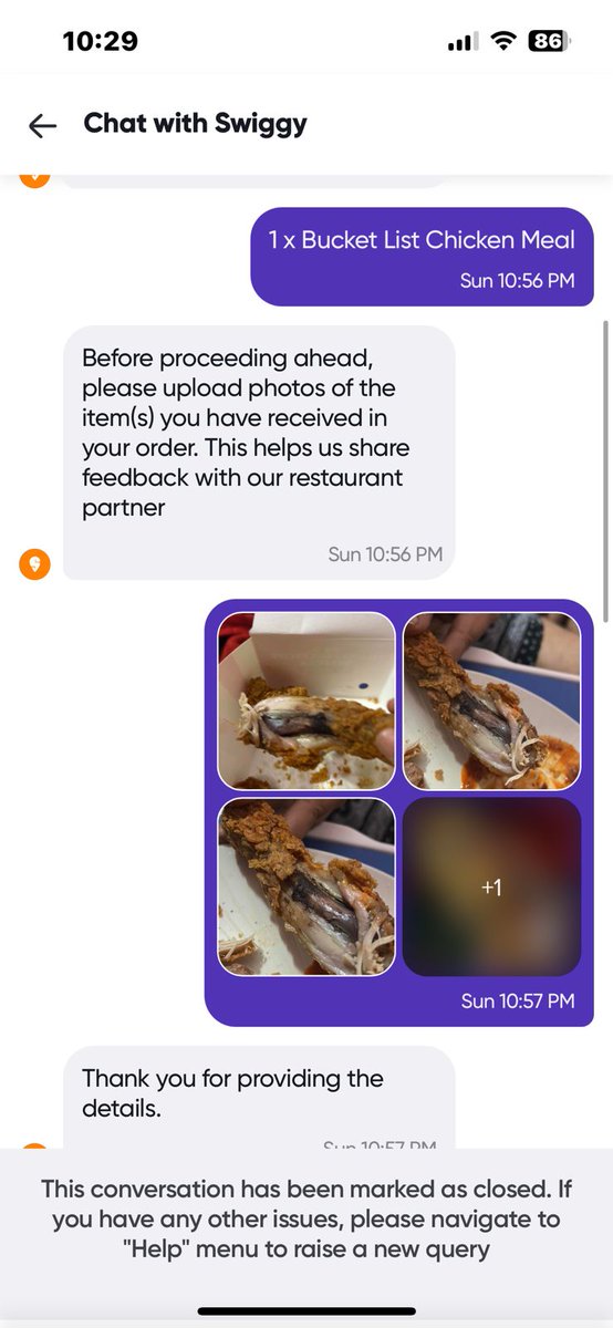 Ranjitsasmall's tweet photo. consumption.

This order was part of a Family Eating, and instead of enjoying the food, we were left disgusted and concerned about our health. Such negligence is unacceptable, especially from a reputed platform like Swiggy. https://t.co/aqOmS7HsIW