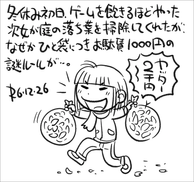 【絵日記1226】疲れて腹が減ったのか、普段の倍の量のメシを食いました。 