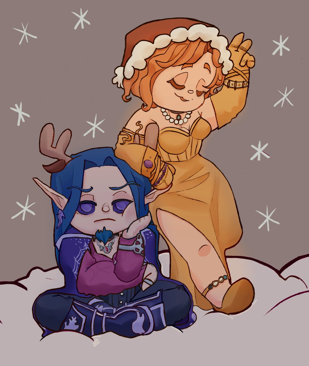 Besties celebrating the holiday
Ft. <a href="/Its_GiGi_Dears/">GiGi Dreuger-Fiske (@itsgigidarlings.bsky.social)</a> 
(Art by alfekaa on YCH.Commishes)