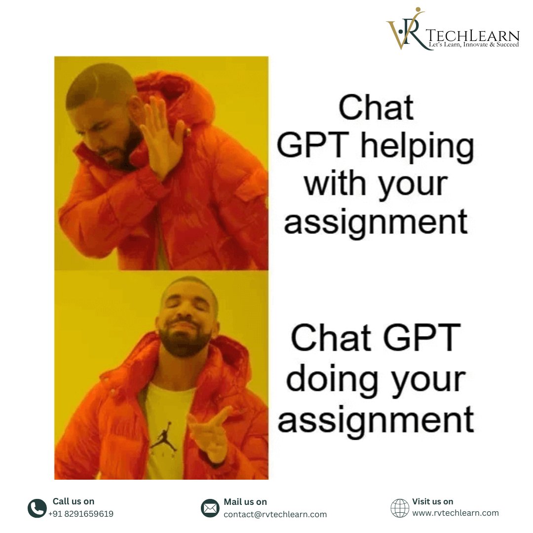 RVTechLearn's tweet image. &quot;Why settle for a helping hand when you can have the whole assignment done? 💡😏 
#ChatGPT #AIpowered #AssignmentGoals #rvtechlearn #letslearninnovateandsucceed&quot;