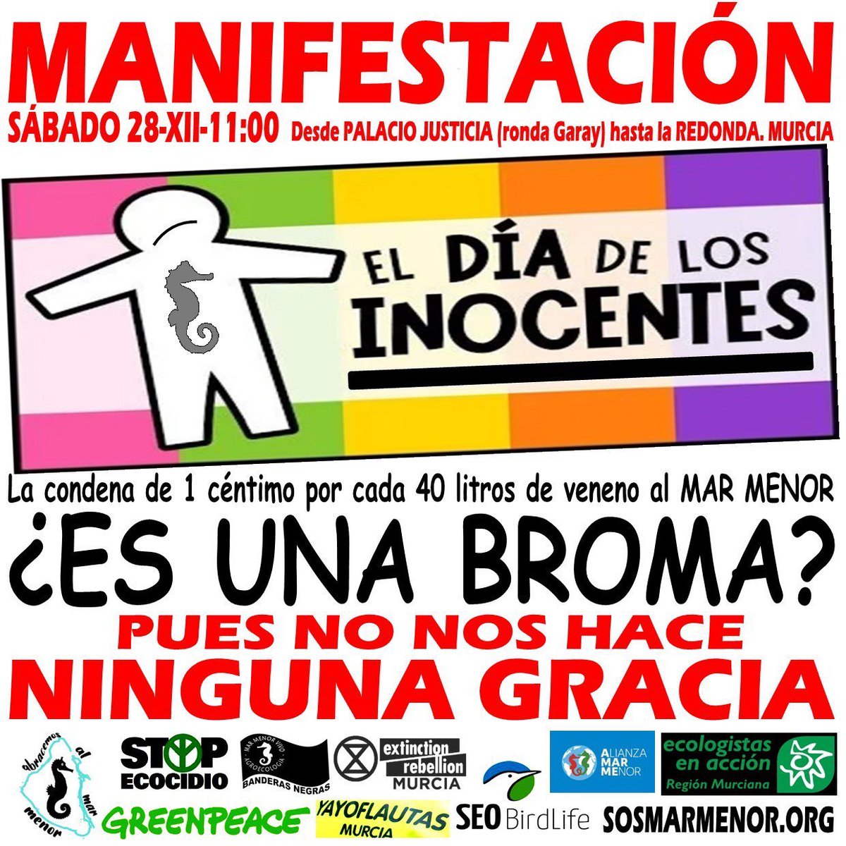 Este sábado a las 11h súmate a nosotros, por nuestro Mar Menor!!!

#marmenor #sosmarmenor #justicia #medioambiente #nature #greenpeace #greenpeacemurcia