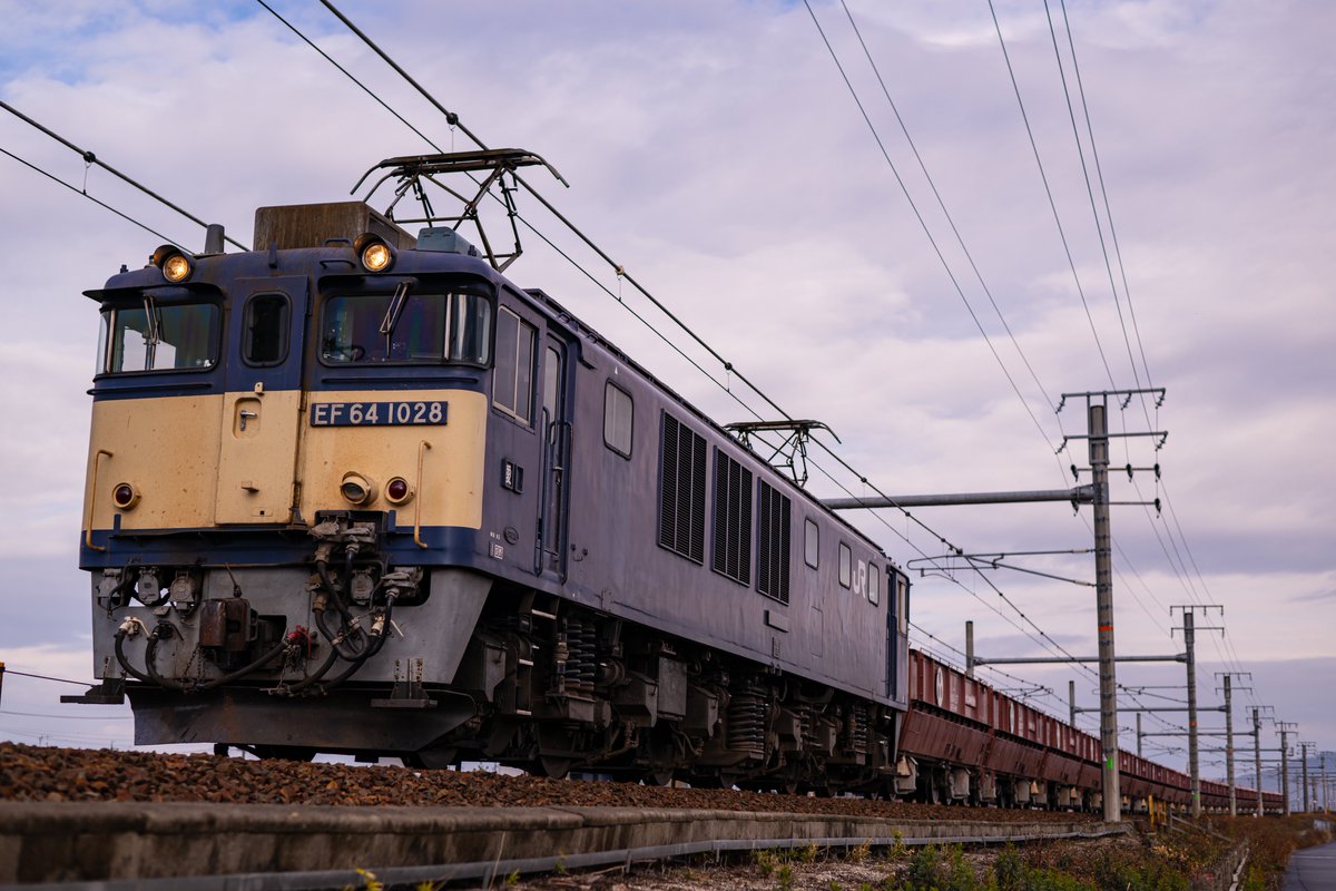 12/26(木)
5780レ　EF64 1028+ホキ

赤ホキ運用に1028が登板とのことで、曇りは承知でとりあえず出撃。
前回のカットがやや納得できてなかったので、今回は狙い通りに撮影できました。
1028も久々に見た気がします。