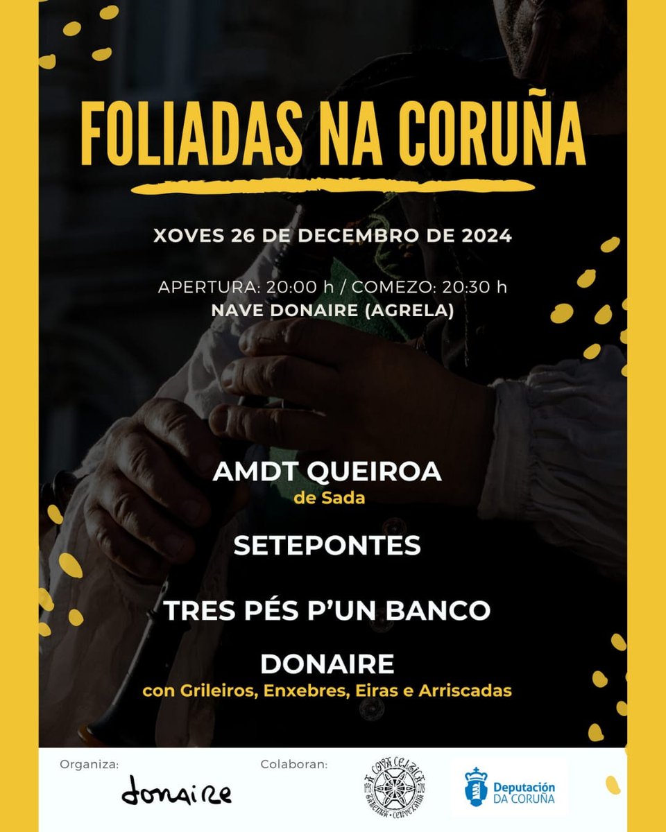 🎉 Doble cita para hoxe xoves na #Coruña:

👉 19:30 h - Presentación de Suso Vaamonde
👉 20:30 h - Comezo das #FoliadasNaCoruña 

Vémonos na #naveDonaire! 🙌