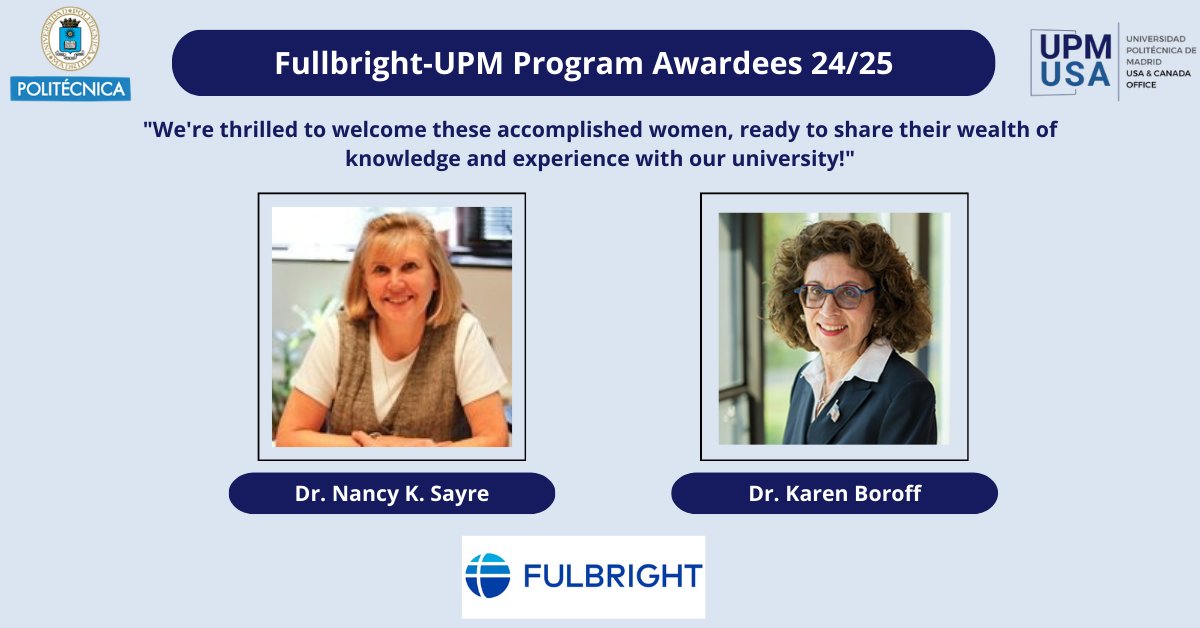 We are thrilled to introduce the two Fulbright Program awardees who will be joining us at Universidad Politécnica de Madrid this upcoming spring semester. These accomplished women bring a wealth of knowledge and experience to our university!

#SomosUPM #Fullbright #Collaboration