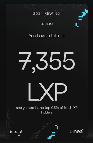 Linea Rewind 2024

Intract kendince bir hoşluk yapmış. Hatırlatma tx'i olsun diye yaptım. NFT mint 3$ maliyeti var. Adresinizi girip görüntülemek ise ücretsiz. Cüzdan bağlamak da zorunlu değil.

Katılmak için👇
🔗persona.intract.io/rewind/linea?r…
