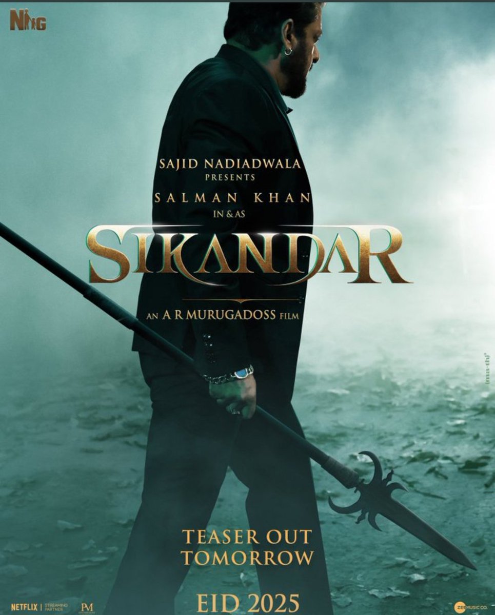 DecentSanain's tweet photo. @BeingSalmanKhan #SikandarTeaserTomorrow

https://t.co/WXBd7wRKXm 

#SajidNadiadwala’s #Sikandar 
Directed by @ARMurugadoss

@iamRashmika @DOP_Tirru
@NGEMovies @WardaNadiadwala 
#SikandarEid2025 https://t.co/FdXsndPt0c