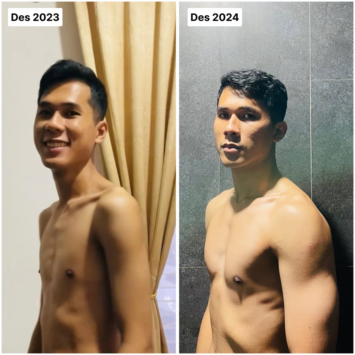 My biggest win this year: battling my laziness to work out.

Body type gw ectomorph, dari dulu kurus walau banyak makan. Setahun ini gw mulai konsisten work out &amp; optimalin asupan nutrisi.

Gw share program latihan, pola makan, &amp; suplemen yg gw minum.👇