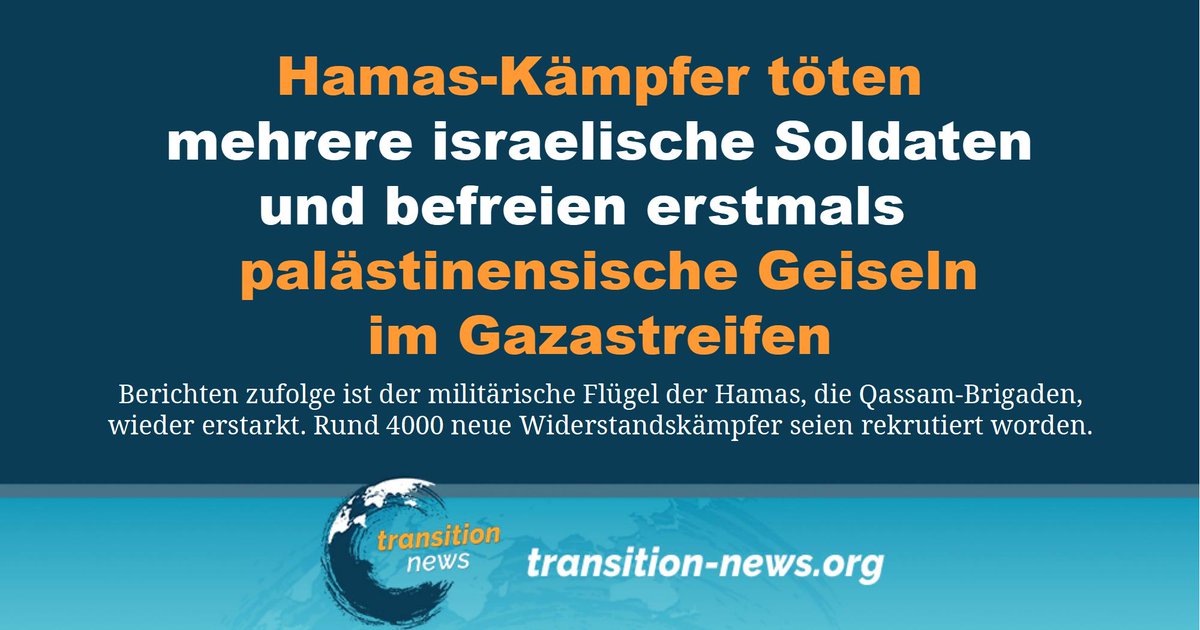 C_Transition2's tweet image. Einem Bericht der hebräischen Nachrichtenseite Walla von letzter Woche zufolge haben die #Qassam-Brigaden der #Hamas rund 4000 neue #Widerstandskämpfer rekrutiert und stellen sich auf die harten #Kämpfe gegen die israelischen #Truppen im #Gazastreifen ein.

Weiterlesen ...