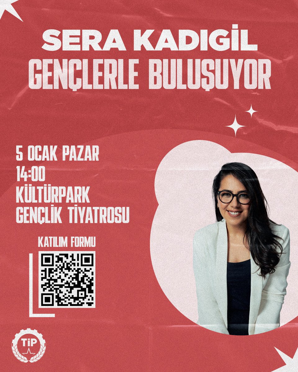 TipliOgrenciler's tweet photo. Parti Sözcümüz Sera Kadıgil 5 Ocak'ta gençlerle buluşuyor!   

Öğrencilerin ve çalışan gençlerin sorunlarının günden güne büyüdüğü ve yaşamlarının sadece rakamlardan ibaret görüldüğü bu düzene birlikte "Hayır!" demek için seni de aramıza bekliyoruz. Gel tanışalım, konuşalım. Katılmak ve bilgi almak için DM üzerinden bizimle iletişime geçebilir veya bio’daki formu doldurabilirsin! 

📍İzmir