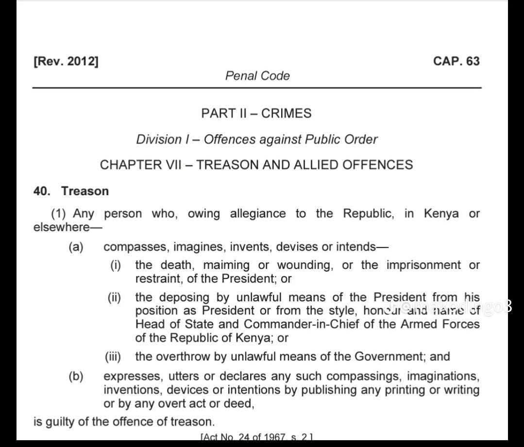 PENAL CODE IS CLEAR, PLEASE LETS STOP BLAMING EACH OTHER. RESPECT THE PRESIDENT OF THE REPUBLIC OF KENYA,  DR WILLIAM RUTO