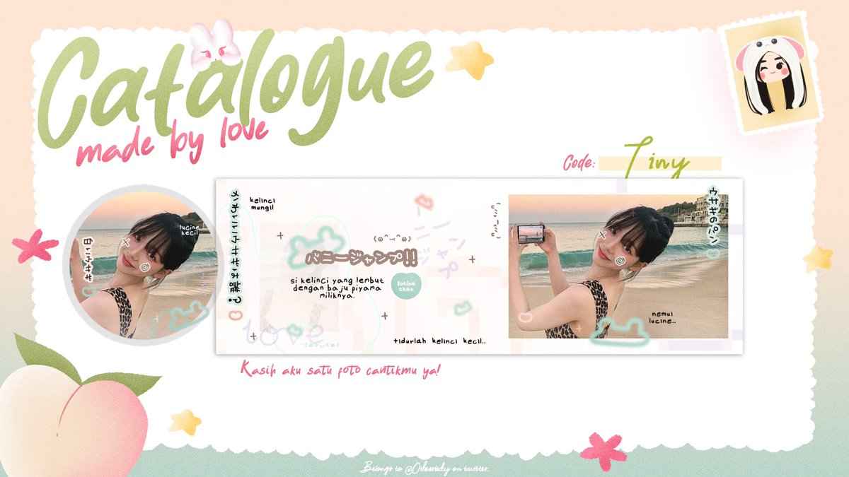 any interaction are appreciated!🕊️

heyooo! ayo kenalan sama katalog baru chira lagiii🥺🥣, namanya “tiny”🐰🐇☁️. Aku juga sekalian open req khusus katalog ini 10 slot ajaa biar ngga terlalu lamaa :>, bisa dm aku sekarang yaa >___< 

#zonauang #zonaba
