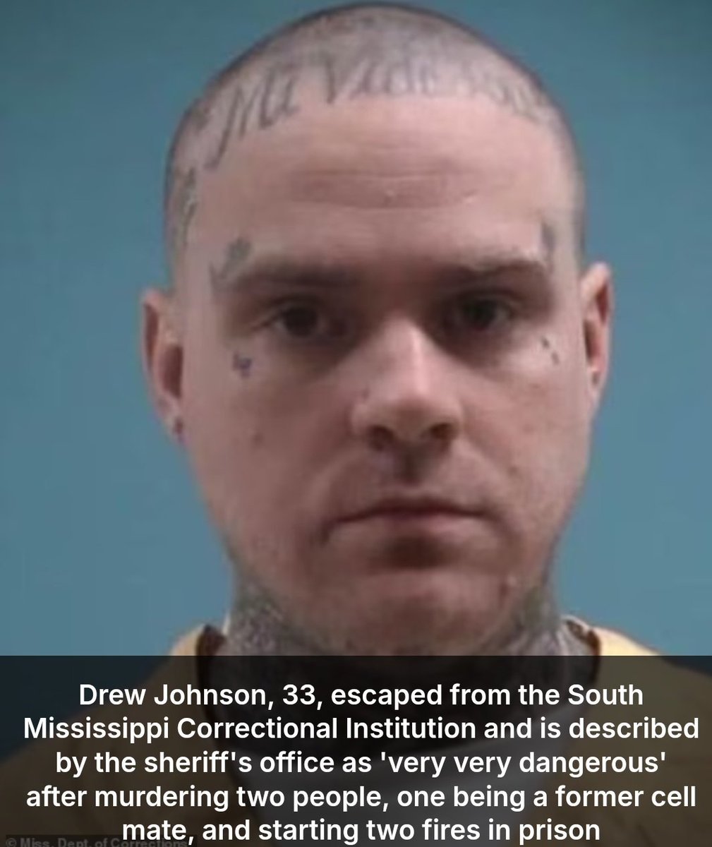 CoffindafferFBI's tweet photo. #DrewJohnson is 33. He has murdered 2 people and is considered extremely dangerous.
Please use you platforms to find Johnson before he hurts someone else.
#Mississippi
#Wanted https://t.co/mIScwaiqLa
