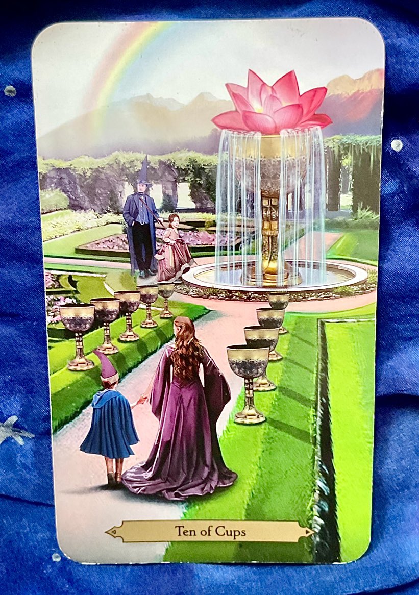 ScorpioLisaM's tweet photo. #TarotCardOfTheDay is the #TenOfCups by Mieke Janssens for Barbara Moore’s Wizards’ Tarot. #tarot #tarotcards #womensart https://t.co/QCoyL4Oma6