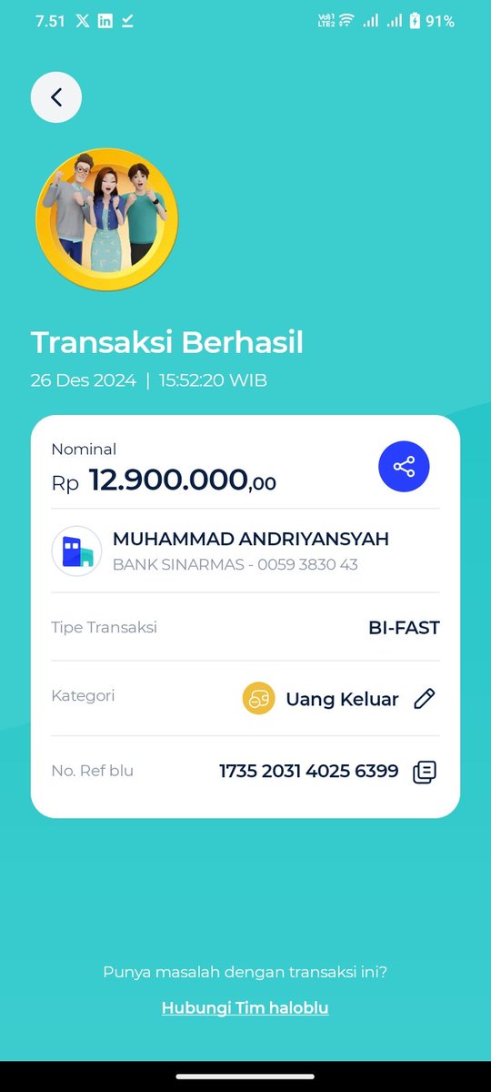 bubleeprk's tweet photo. saldo ku ke tarik sebesar 12,9 jt ke rekening Muhammas Ardiyansyah di jam 4 krg. 

ini untuk rekening dan nomor tlf yg hubungin aku. 

aku bener bener ga sadar kl kena phishing dan aku baru sadar tadi kalo saldo ku hilang sebanyak itu https://t.co/TpmWfWqnBZ