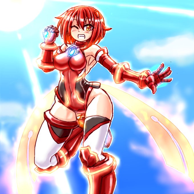 通常版も出来たので改めて。

七瀬様@brave_akaneのオリキャラ、
ブレイブハート・アカネさんです|ω゜) 