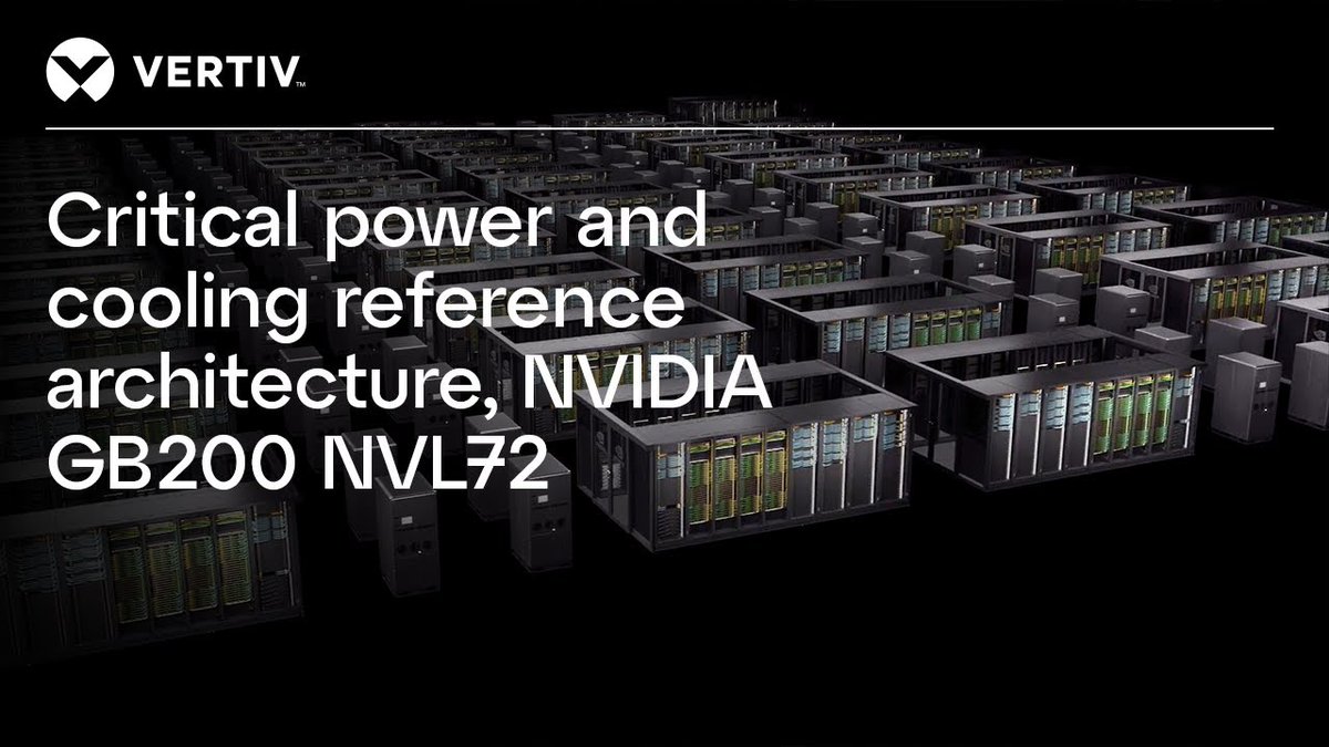 Vertiv's tweet image. #Energy and space efficiency combined! Our power and #coolingsolutions are optimized for #AIworkloads. Discover how our integrated solutions support high-density computing environments. See our innovative approach in action. ms.spr.ly/6011o37kt