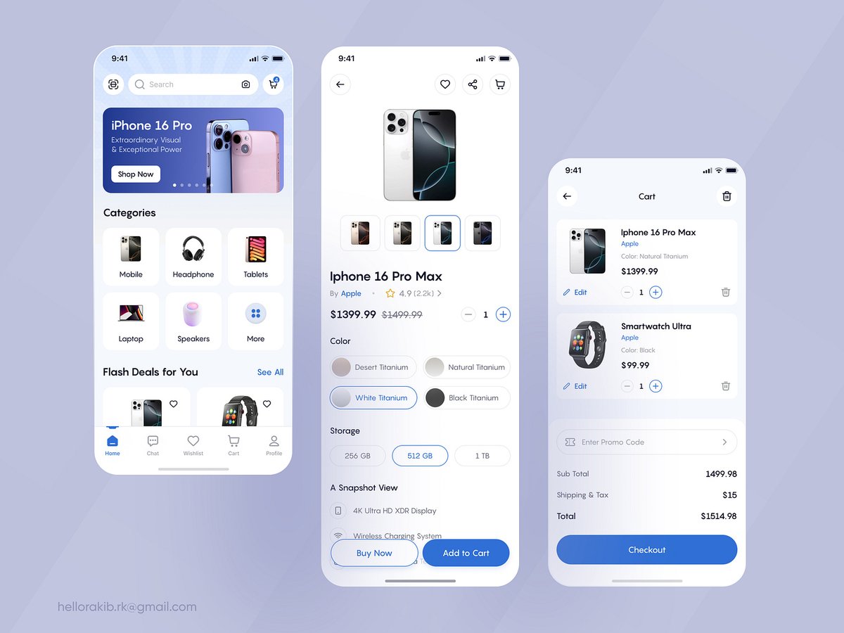 orizondesign's tweet photo. This E-commerce mobile app is super clean.πͺ We love seeing the home page, product page, and cart designs on these mockups.
By Rakib Kowshar for Orizon.π
#UI #UX #UIDesign #UXDesign #UIUX #AppDesign #AppConcept #Ecommerce #MobileApp #OrizonDesign https://t.co/ar6t1ZGRbT