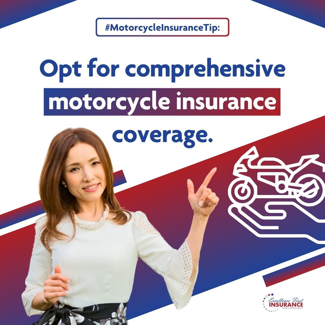 xcellence1stIns's tweet image. Choose comprehensive coverage for your motorcycle. This coverage is like a safety net that catches all possible incidents, from theft to #damage from natural elements.

#FullProtection #MotorcycleCare #MotorcycleInsuranceTip