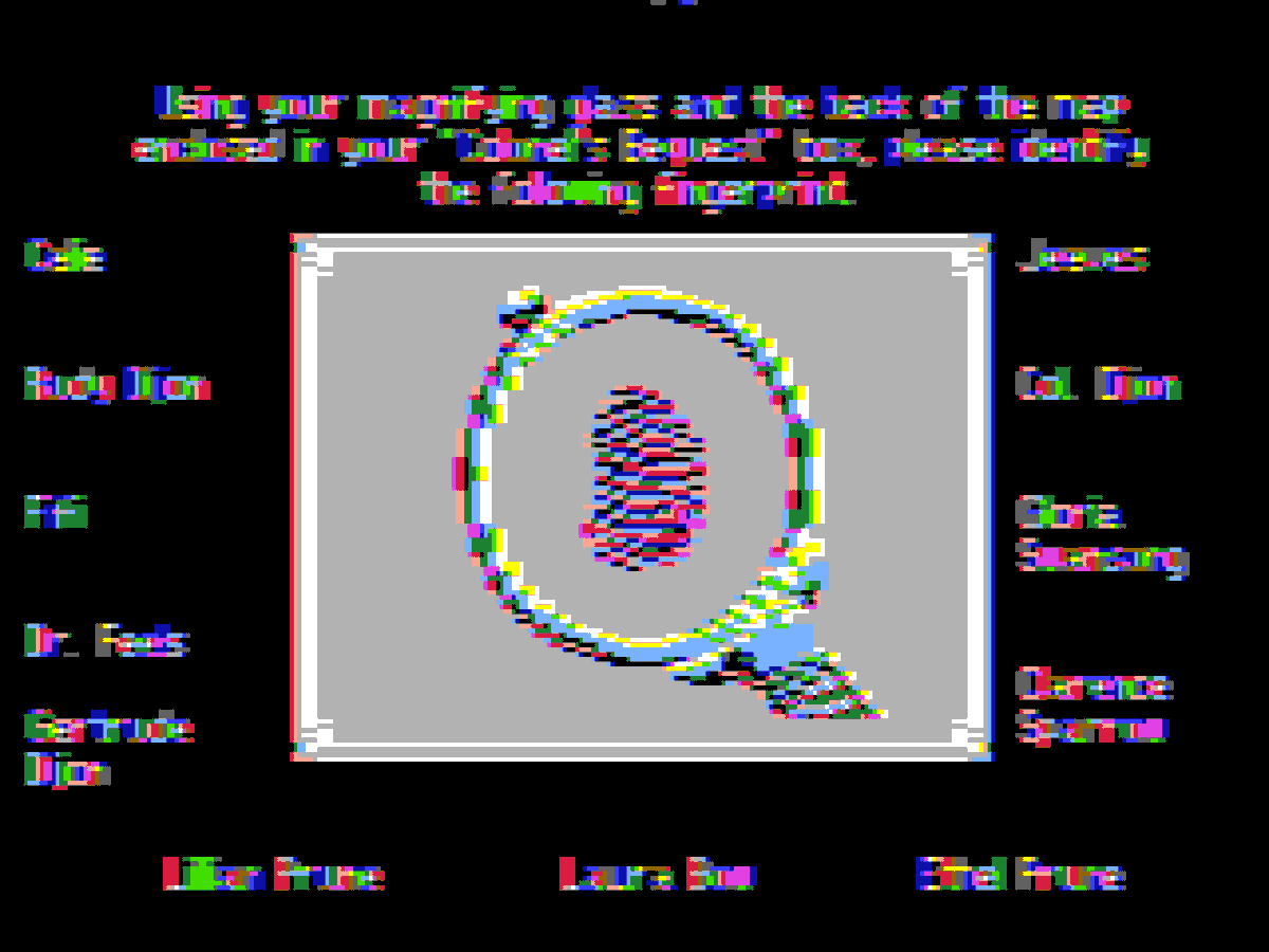 gilmegidish's tweet photo. Another random driver of "glimsci" - set of hacked vga drivers for Sierra's SCI games. This is Apple II DHGR-like graphics at 320x200. https://t.co/1UKYm6TK65