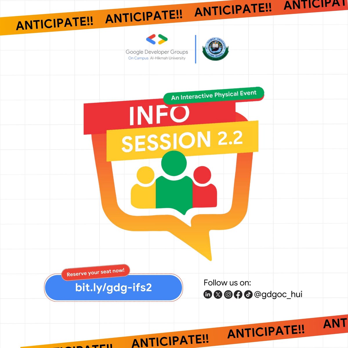 gdgoc_hui's tweet image. Info Session 2.2 is almost here! 🌟
An opportunity to:
✨ Explore community support
🚀 Turn ambition into action
🤝 Network with like-minded individuals

📅 Save the date and stay tuned!
🔗 Save your spot here:bit.ly/gdg-ifs2

#gdgssa
#gdgochui