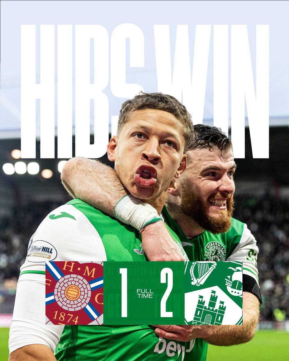 HibernianFC's tweet image. Hibs win the Edinburgh Derby! 💚