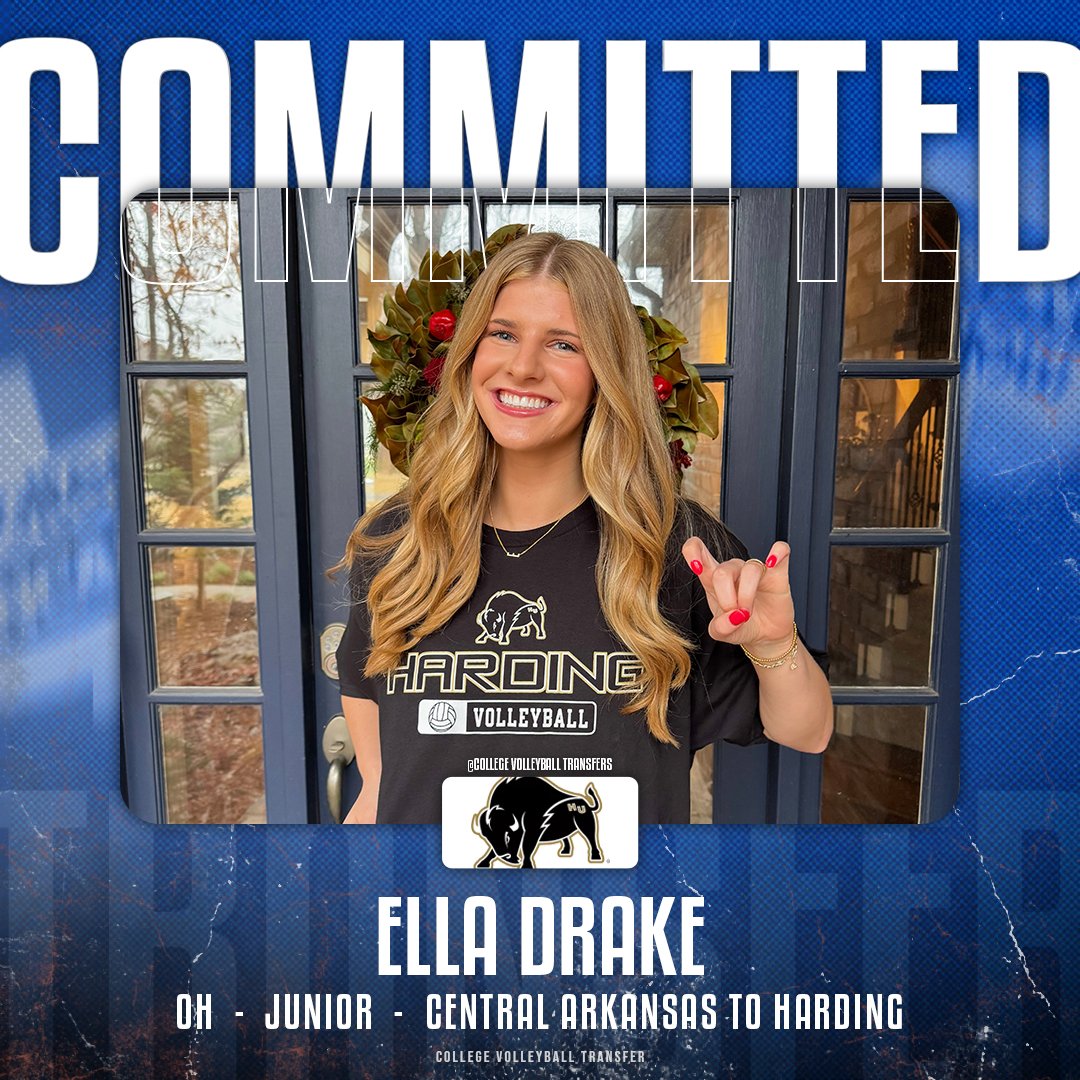 College VBall Transfers (@cvbtransfers) on Twitter photo 𝗧𝗿𝗮𝗻𝘀𝗳𝗲𝗿
✏️: Ella Drake
🏐: OH
🎓: Junior
⬅️: Central Arkansas
➡️: <a href="/Harding_VB/">Harding U Volleyball</a>
❌: <a href="/ella_drake7/">Ella Drake</a>
#CollegeVBTransfers | #NCAAWVB 𝗧𝗿𝗮𝗻𝘀𝗳𝗲𝗿
✏️: Ella Drake
🏐: OH
🎓: Junior
⬅️: Central Arkansas
➡️: <a href="/Harding_VB/">Harding U Volleyball</a>
❌: <a href="/ella_drake7/">Ella Drake</a>
#CollegeVBTransfers | #NCAAWVB