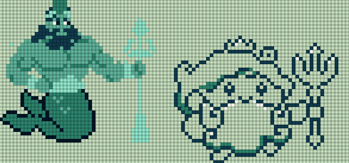 scofieldmon's tweet photo. Hello this is my 236th day in @basepaint_xyz, Today I wanted to bring a Neptune god in a slightly more tender style, I have been a little short in pixels to give it a little more depth with the colors but I hope you like it https://t.co/trxB7OImgm