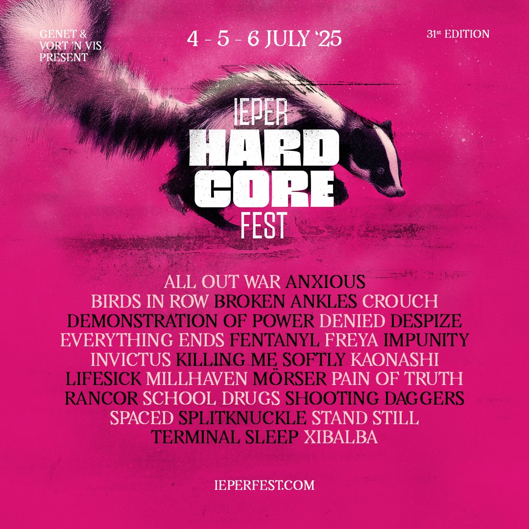 Ieperfest's tweet image. Surprise! 🎁
Here's a bunch more new names for IEPER HARDCORE FEST 2025!
Happy Holiday season & Lots of Love from us all! 🩷🦨