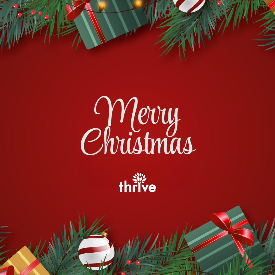 #HappyHolidays from all of us at #Thrive! 🔔✨ We wish you a season abundant in good people, warm food and memories that will last a lifetime. Here’s to new beginnings and continued success in the year ahead! 

What’s your favorite holiday tradition?