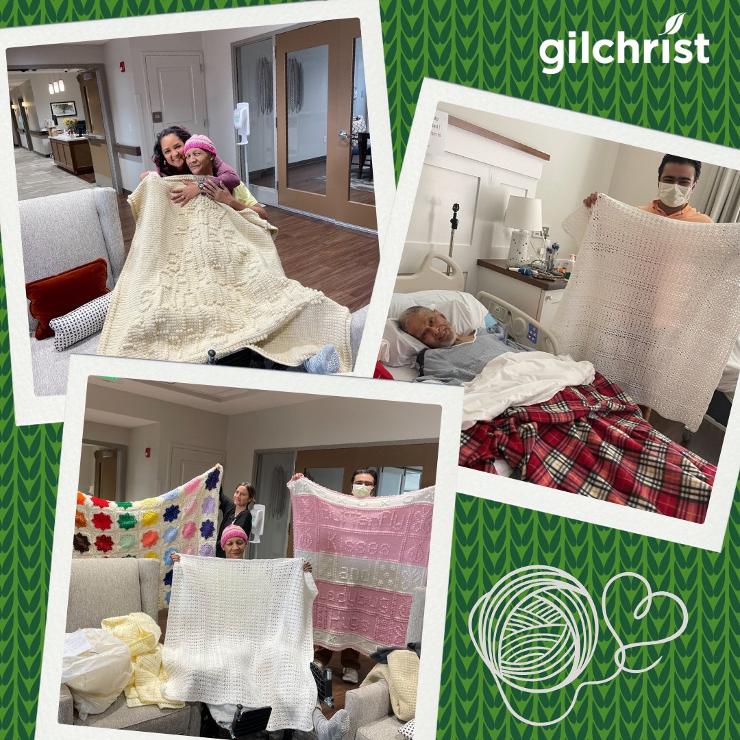 Wendie Buford, daughter of Anita Goldman, shared her mom’s handmade blankets with our patients. Anita, who was cared for at home, found joy in creating these blankets. Learn how you can get involved at gilchristcares.org/volunteer

#HospiceCare #LivingEveryMoment