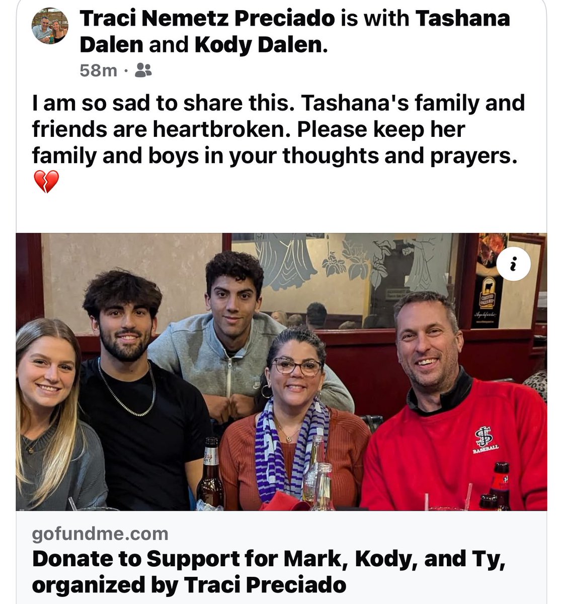Hi Everyone,

I’m Sharing

A Beautiful person in our overall Chan, Chaska and Carver community has gained her wings. May god bless the family in this time 

Tashana Dalen , you will be missed

🙏🏿🙏🏿🙏🏿💔💔💔

gofund.me/b8660a71