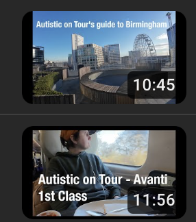 PandaGrenade's tweet image. Videos up on Sunday youtube.com/@AutisticOnTour 2pm -  Avanti 1st class and 4pm - Guide to Birmingham #avanti #1stclass #birmingham #autistic #Travel #travelvlog #autism #trains #avantitrains