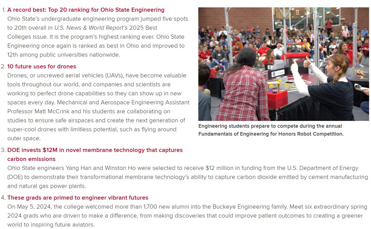 OSUengineering's tweet image. It&apos;s the time of year for Top 10 lists, so...🥁🥁🥁🥁
here are the 10 most popular Buckeye Engineering news stories from 2024: engineering.osu.edu/news/2024/12/t…