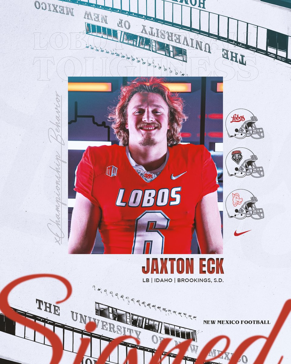 New Mexico Football (@unmlobofb) on Twitter photo BOOM!!!! Let's welcome First Team All-Big Sky backer Jaxton Eck (<a href="/jaxtonjay/">Jaxton Eck</a>) to the Lobo Family! Lat year he had 134 tackles, a pick, a PBU and 3.5 TFLs.
That'll work around here...
#GoLobos BOOM!!!! Let's welcome First Team All-Big Sky backer Jaxton Eck (<a href="/jaxtonjay/">Jaxton Eck</a>) to the Lobo Family! Lat year he had 134 tackles, a pick, a PBU and 3.5 TFLs.
That'll work around here...
#GoLobos