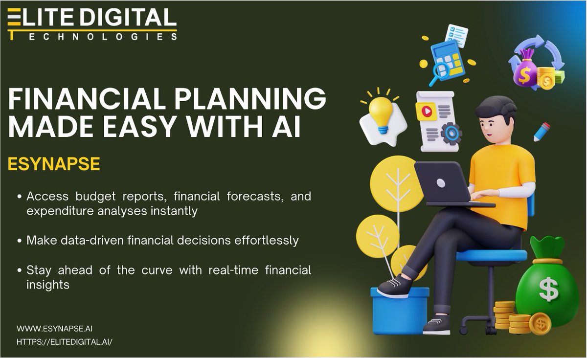 eSynapseConnect's tweet photo. 🌟 Financial Planning Made Easy with eSynapse! 🌟

You can effortlessly access budget reports, financial forecasts, and expenditure analyses through simple conversations.

eSynapse
Elite Digital Technologies

#Finance #AI #eSynapse #FinancialPlanning #DataDrivenDecisions https://t.co/g2auAnBabT