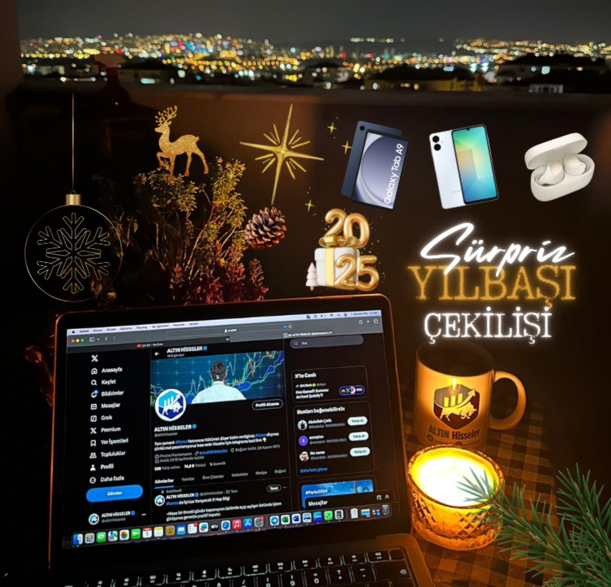 Altın Hisseler den Borsacılara Yılbaşı Çekilişi!

🎁4 kişiye Samsung A06 Telefon
🎁4 kişiye Samsung A9 Tablet
🎁2 kişiye Jabra Kulaklık
🎁50 kişiye Ücretsiz Ocak Aboneliği

Çekilişe Katılmak İçin ;

•Bu tweet'i beğenip rt yapmak
•<a href="/altinhisseler/">ALTIN HİSSELER</a> hesabını takibe almak 
• Yoruma