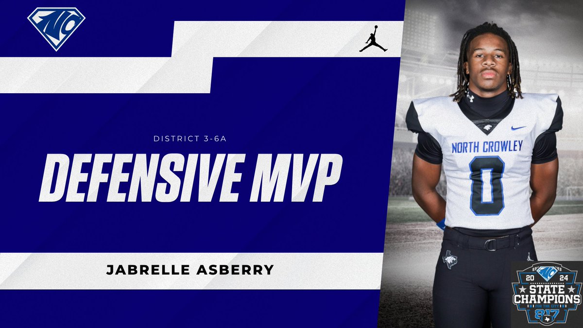 North Crowley Football (@northcro_fb) on Twitter photo Congratulations to <a href="/Jabrelle_11/">Ja’Brelle Asberry c/o 2025 LB</a> for being named District 3-6A Defensive MVP! Congratulations to <a href="/Jabrelle_11/">Ja’Brelle Asberry c/o 2025 LB</a> for being named District 3-6A Defensive MVP!