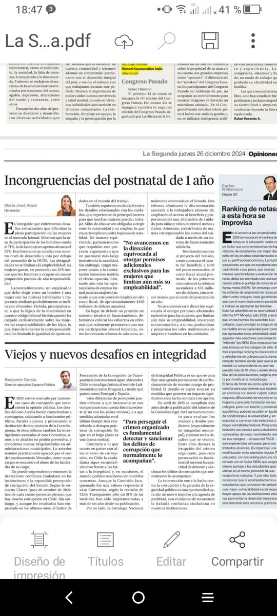 María de los Angeles Fernández Ramil (@mangeles_hm) on Twitter photo Otra columna de opinión, está vez de <a href="/mjabud/">María José Abud</a>, para entregar argumentos en contra de un proyecto de ley que busca ampliar el postnatal a un año que, finalmente, no prestaría un servicio a las mujeres de #Chile."
#postnatal
#corresponsabilidad Otra columna de opinión, está vez de <a href="/mjabud/">María José Abud</a>, para entregar argumentos en contra de un proyecto de ley que busca ampliar el postnatal a un año que, finalmente, no prestaría un servicio a las mujeres de #Chile."
#postnatal
#corresponsabilidad
