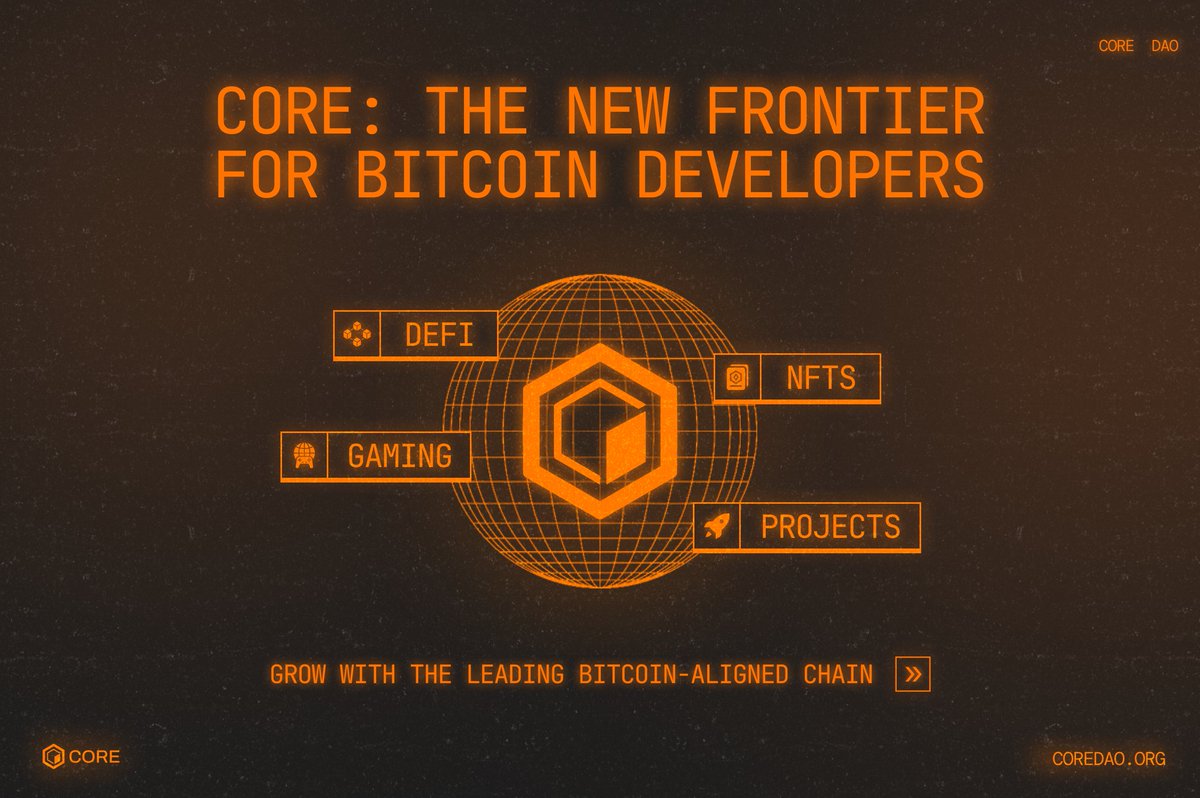 🚨BREAKING NEWS🚨

$CORE is the new frontier for Bitcoin Developers

You can find DeFi, NFT's, Gaming projects literally everything you can ask for.

Let's grow with the leading bitcoin-aligned chain and create a fortune.