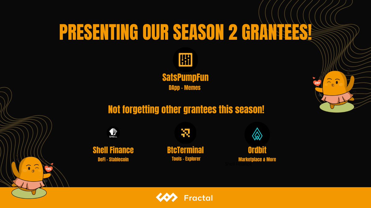 Fractal Bitcoin (@fractal_bitcoin) on Twitter photo 🏗️ Season 2 Ecosystem Grants: Celebrating Builders
We’re back with more support for our ecosystem builders powering our journey.
🎖 A Big Shoutout to Our Newest Season 2 Rolling Grant Recipient!
✨ <a href="/Satspumpfun/">Satspumpfun</a> — Fractal Bitcoin’s first memecoin launchpad utilizing a bonding 🏗️ Season 2 Ecosystem Grants: Celebrating Builders
We’re back with more support for our ecosystem builders powering our journey.
🎖 A Big Shoutout to Our Newest Season 2 Rolling Grant Recipient!
✨ <a href="/Satspumpfun/">Satspumpfun</a> — Fractal Bitcoin’s first memecoin launchpad utilizing a bonding