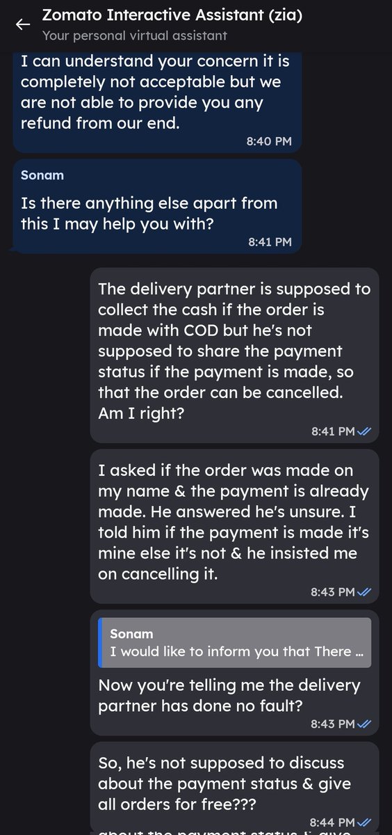 Cyb3rG0dzilla's tweet photo. @zomato @zomatocare Terrible service! Being a Gold member is pointless. Who was the order for &amp; what’s the payment status? Your delivery partner can’t answer, insists on canceling to clarify, and the customer unfairly loses a full refund.

Why would anyone refuse a prepaid order? https://t.co/5TcBvt2ZZD