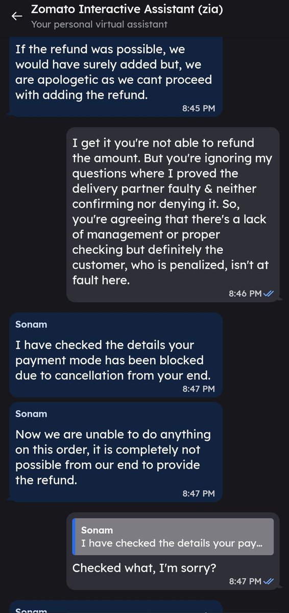 Cyb3rG0dzilla's tweet photo. @zomato @zomatocare Terrible service! Being a Gold member is pointless. Who was the order for &amp; what’s the payment status? Your delivery partner can’t answer, insists on canceling to clarify, and the customer unfairly loses a full refund.

Why would anyone refuse a prepaid order? https://t.co/5TcBvt2ZZD