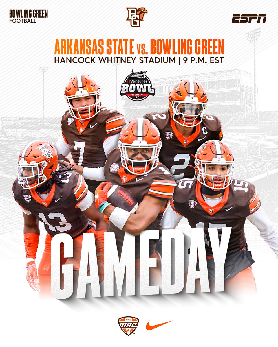 BGSU Football (@bg_football) on Twitter photo ๐๐ค๐ง ๐ฉ๐๐ ๐๐๐ฃ๐๐ค๐ง๐จ ๐ช
๐ Arkansas State
๐ <a href="/68VenturesBowl/">68 Ventures Bowl</a>
๐ 9 p.m. ET
๐๏ธ Hancock Whitney Stadium
๐บ ESPN
๐ป tinyurl.com/27bkgrrx
๐ tinyurl.com/2xvqnw9j
๐ป tinyurl.com/298qdw5f ๐๐ค๐ง ๐ฉ๐๐ ๐๐๐ฃ๐๐ค๐ง๐จ ๐ช
๐ Arkansas State
๐ <a href="/68VenturesBowl/">68 Ventures Bowl</a>
๐ 9 p.m. ET
๐๏ธ Hancock Whitney Stadium
๐บ ESPN
๐ป tinyurl.com/27bkgrrx
๐ tinyurl.com/2xvqnw9j
๐ป tinyurl.com/298qdw5f
