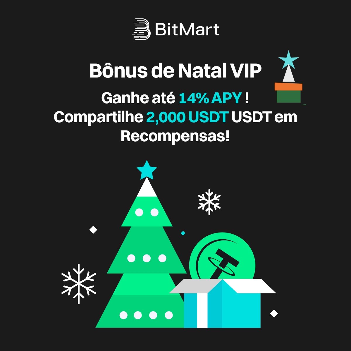 BitMart_PT's tweet photo. 🎄💰 Natal VIP da BitMart com Bônus Exclusivo!
🎁 Ganhe até 14% APY ao se inscrever com 2.000 USDT por 30, 60 ou 90 dias!
✅ Recompensas limitadas, aproveite antes que acabe!
🚀 Participe agora e comece a lucrar 👉 https://t.co/sHR2uwlCRR
Mais eventos de Natal 👇 https://t.co/JqHvhZqq9S
#BitMartVIP #Airdrop #Giveaway #Christmas #APY