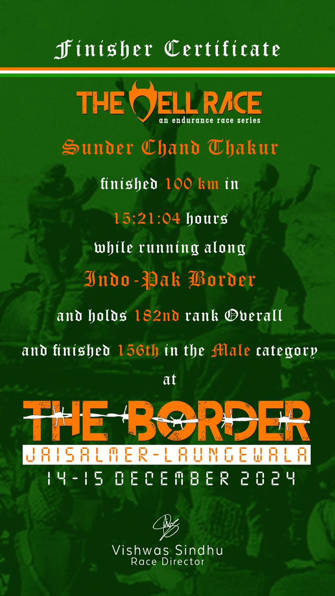 CaptSunderChand's tweet photo. The priced certificate. #hellrace #100k https://t.co/N8OEub0vmO